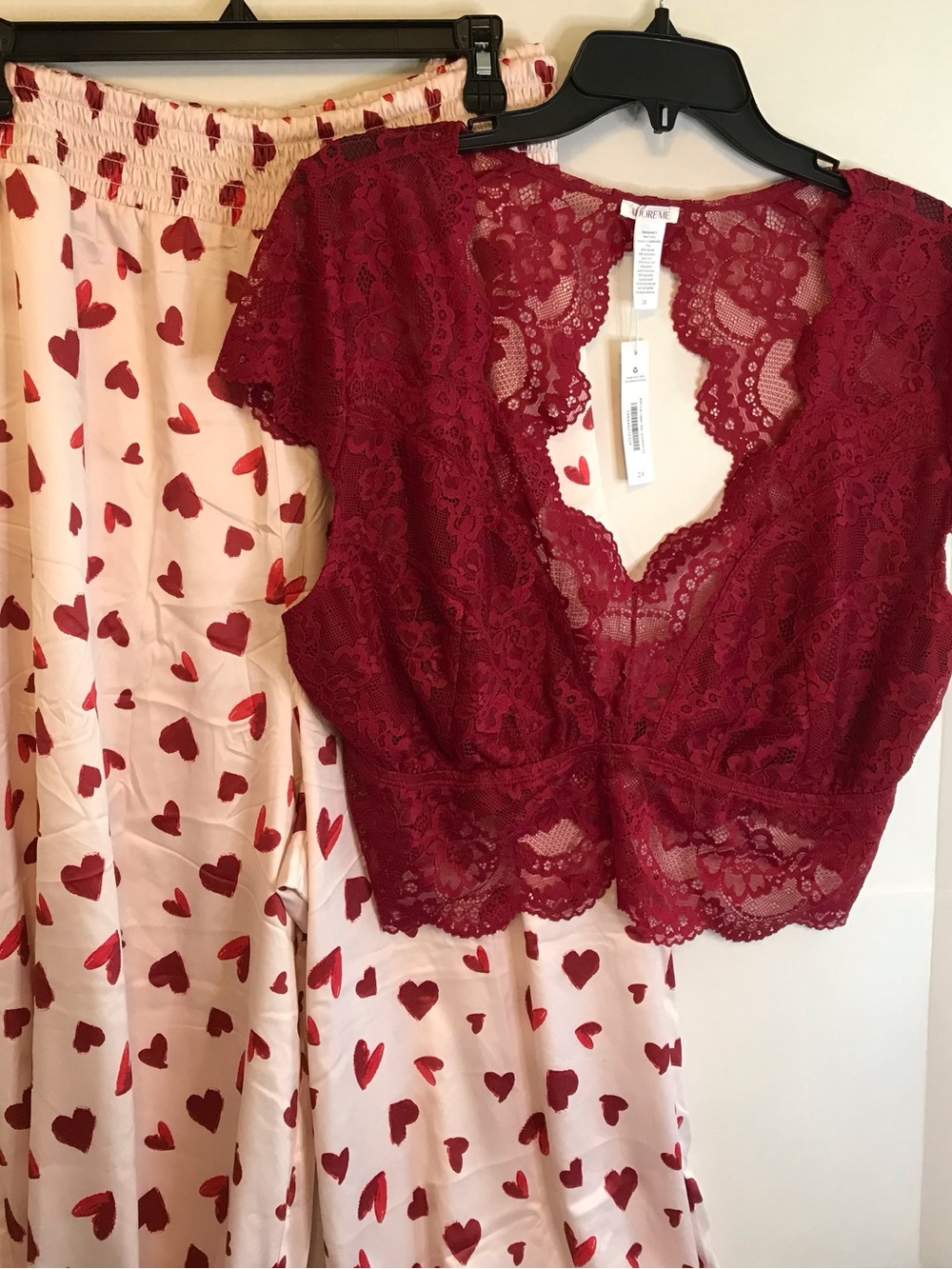 Adore Me Finola Heart Pink Short Sleeve Lounge Set Sz 2X NWT
